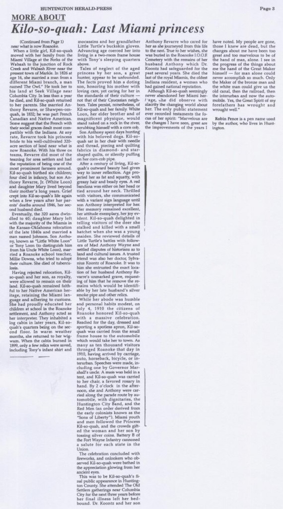 Scanned picture of Kilsoquah article in Huntington Herald Press November 17, 1993 continued