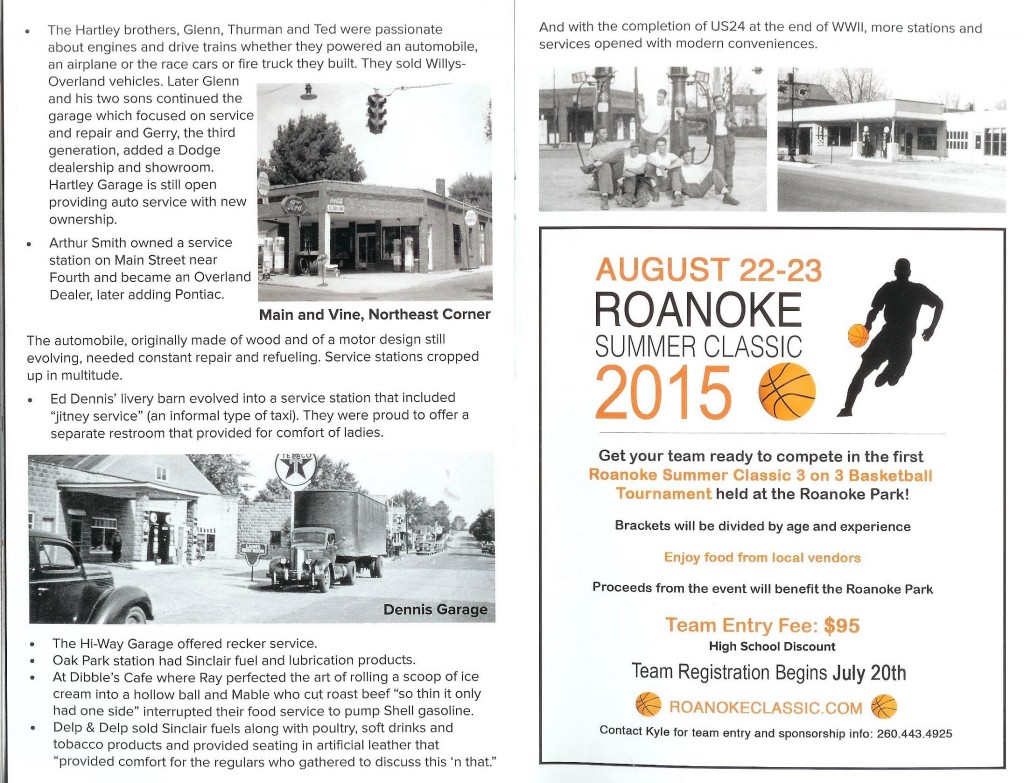 A scanned page for the Rolling into Roanoke brochure featuring Automobile drives Roanoke continued