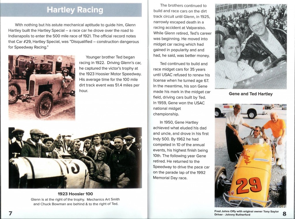 A scanned page for the Rolling into Roanoke brochure featuring Hartley Racing