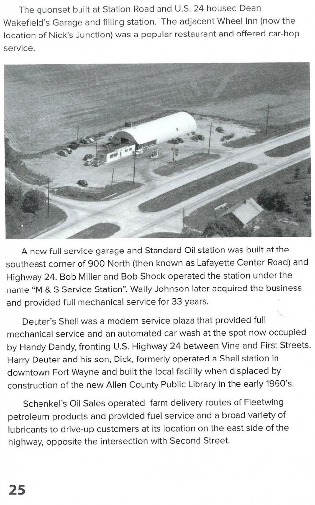 A scanned page for the Rolling into Roanoke brochure featuring Roanoke Filling Stations and Repair Shops 