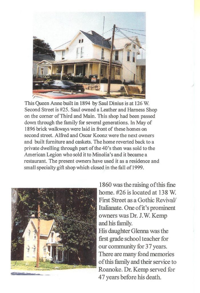 A scanned picture of Roanoke Historic Homes with information about the home (2 homes included)