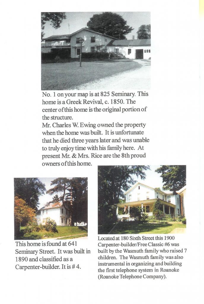 A scanned picture of historic Roanoke homes page 1 (3 homes included)